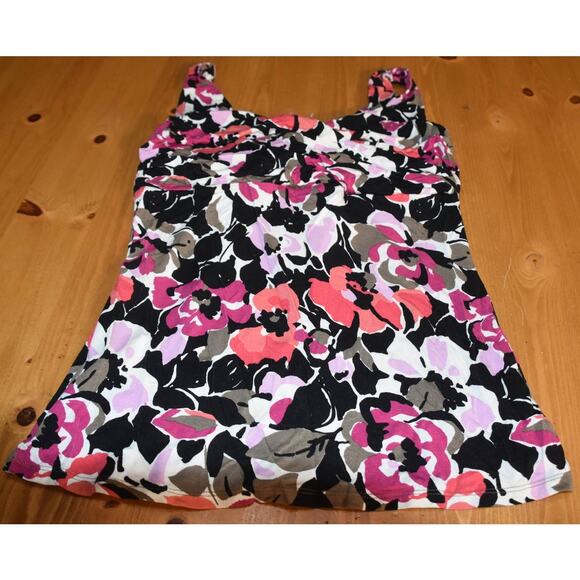 The Limited, Sleeveless Top, V-Neck, Medium, Black, Pink, Floral, LN - Picture 4 of 4